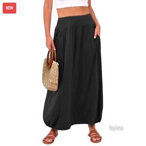 Women's Maxi Skirt High Waisted Boho Flowy Long Skirt Summer Beach